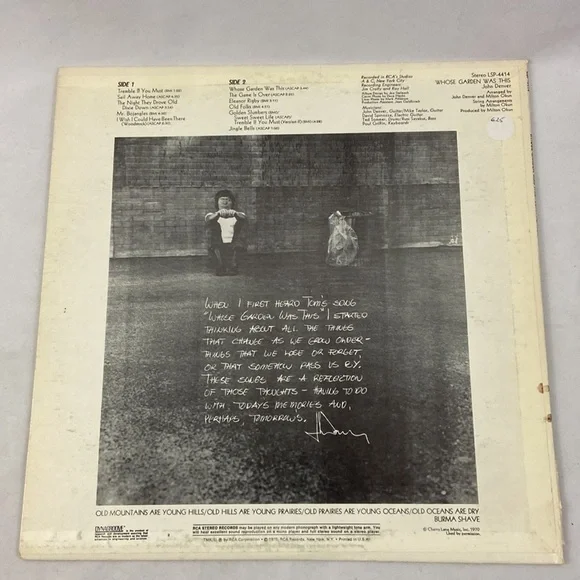 John Denver Whose Garden Was This RCA Victor Records 1970 Vinyl Record LP - Picture 4 of 8